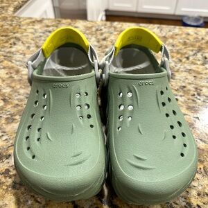 CROCS Kids' Light Green Sandals with Yellow Accents